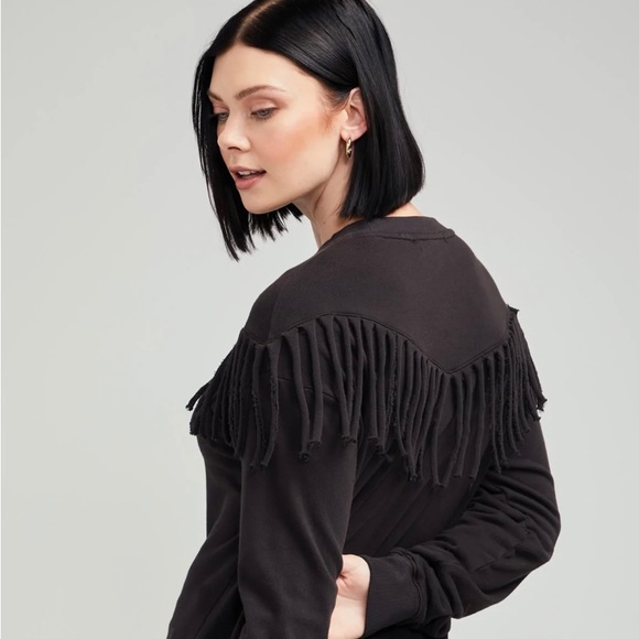 Wildfox Tops - NWT WILDFOX BLACK JAZZ FRINGE SWEATSHIRT XS